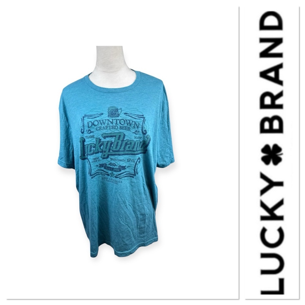 ✅ 3 for $15 ✅ Lucky Brand crafted beer Los Angeles graphic T-shirt size XXL